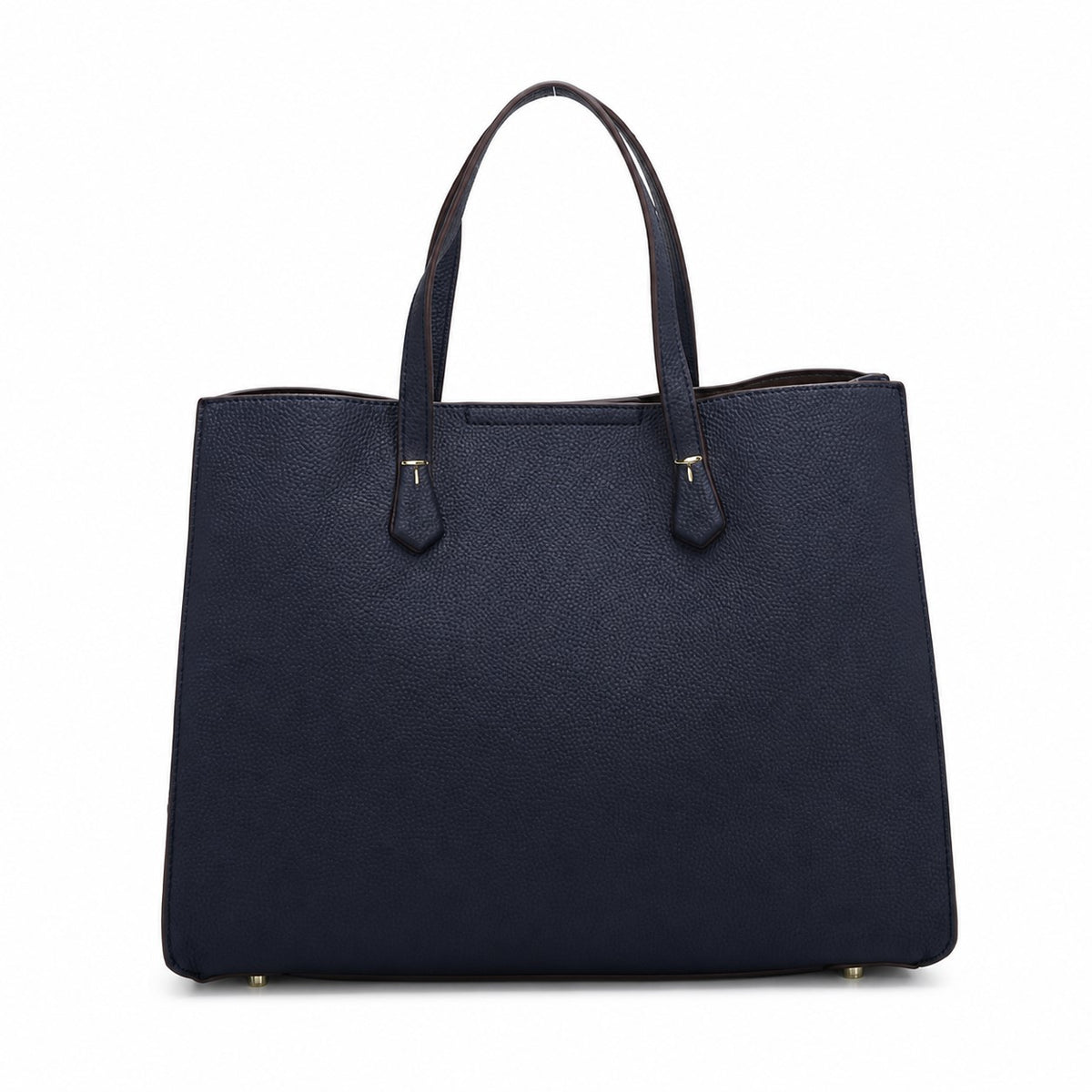 OEM/ODM Custom Women's Navy Blue Minimalist Structured PU Leather Business Tote Handbag