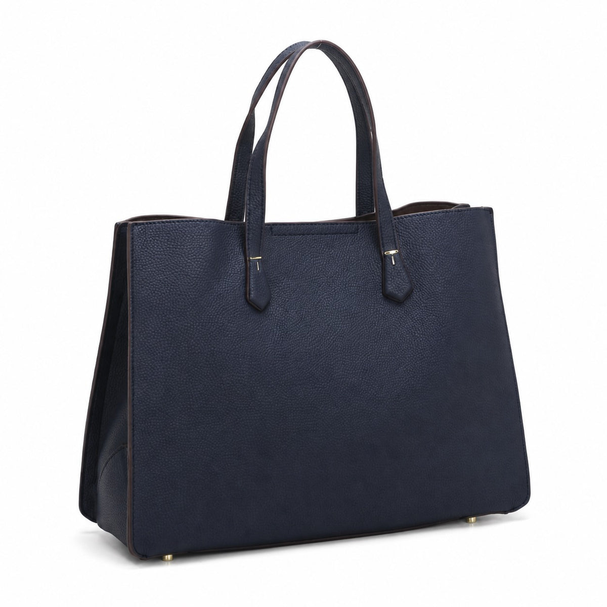 OEM/ODM Custom Women's Navy Blue Minimalist Structured PU Leather Business Tote Handbag