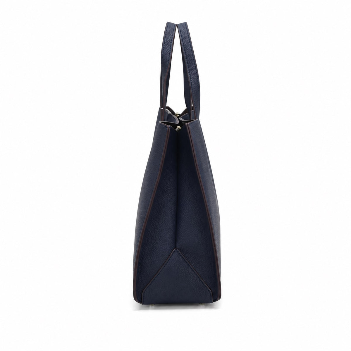 OEM/ODM Custom Women's Navy Blue Minimalist Structured PU Leather Business Tote Handbag
