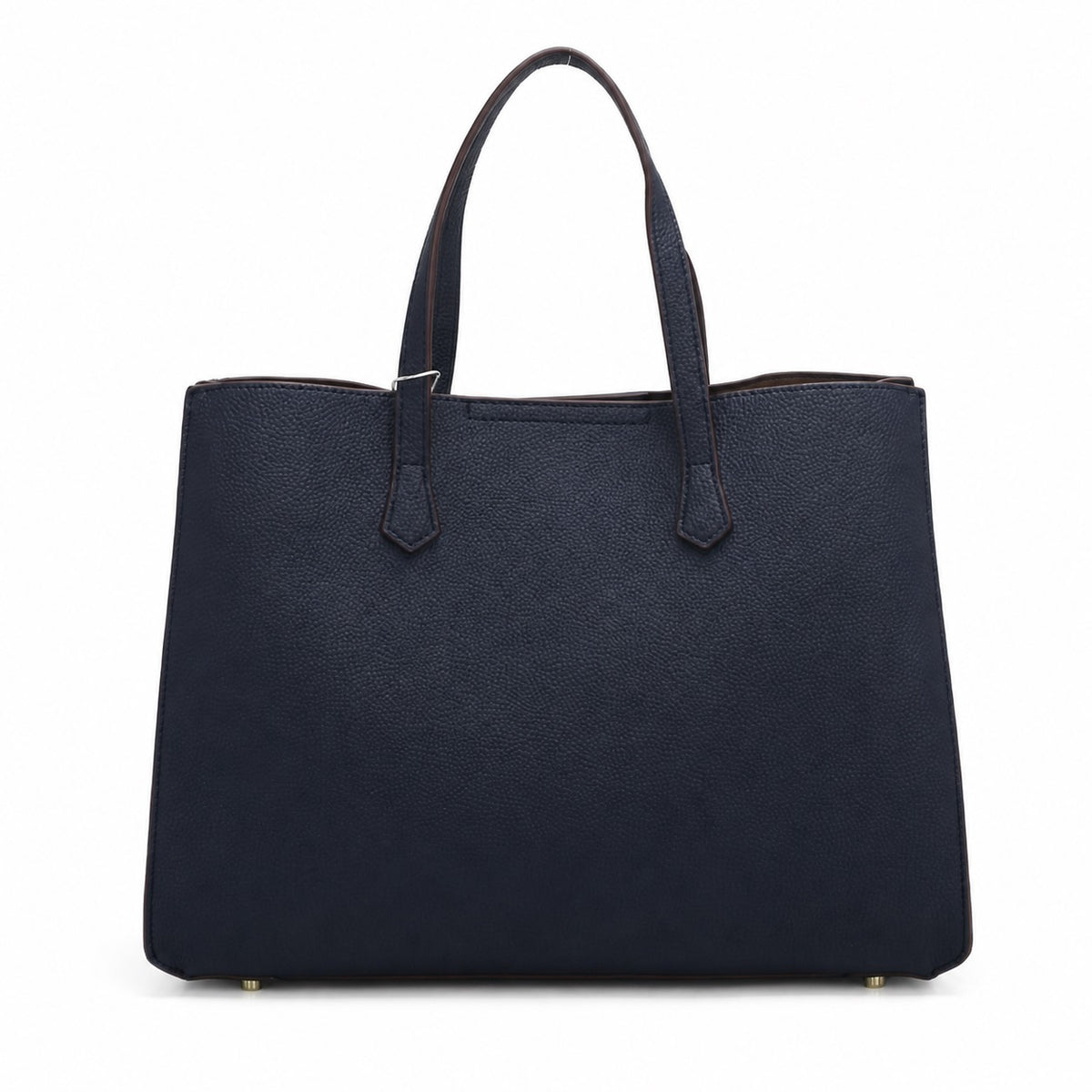 OEM/ODM Custom Women's Navy Blue Minimalist Structured PU Leather Business Tote Handbag
