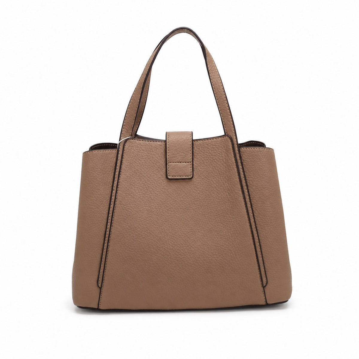 OEM/ODM Custom Women's Taupe Structured Top Handle Satchel Bag with Metal Buckle