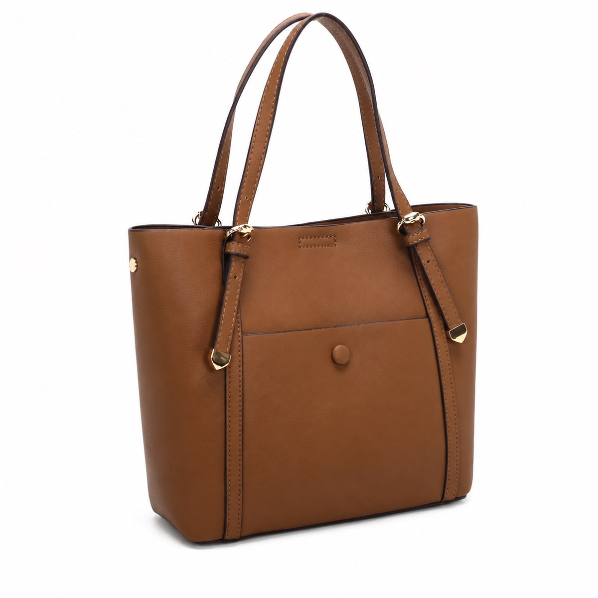 OEM/ODM Custom Women's Brown Multi-Pocket Pebbled PU Leather Shoulder Tote Bag