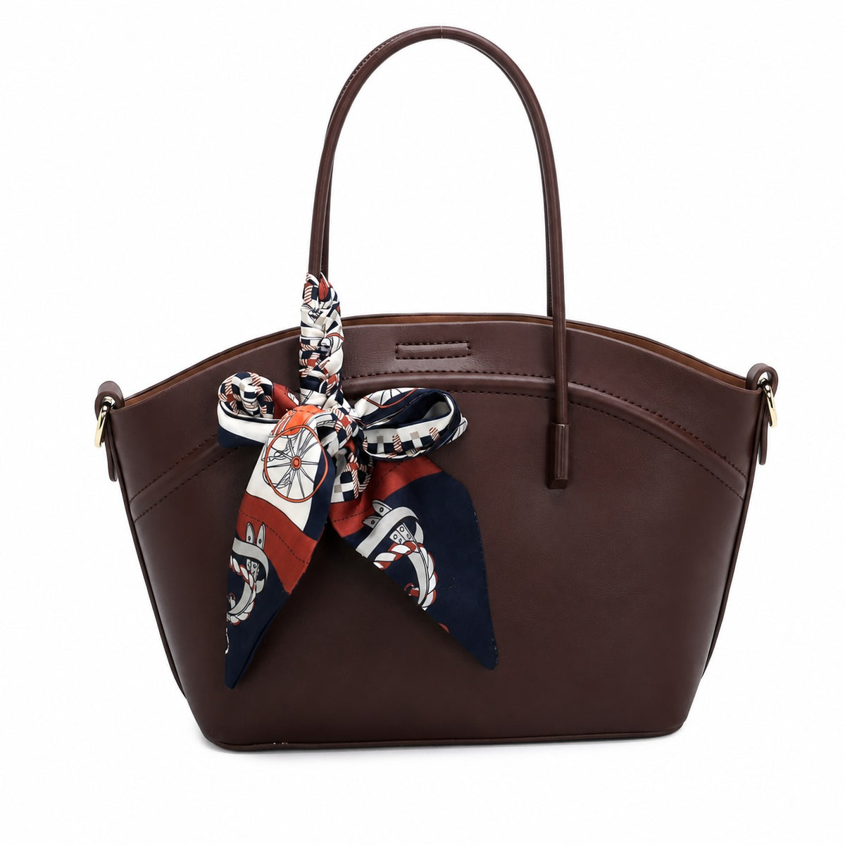 OEM/ODM Custom Women's Beige Scarf-Decorated Winged PU Leather Tote Handbag
