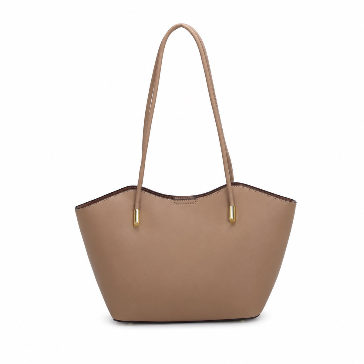 OEM/ODM Custom Women's Camel Minimalist Fan-Shaped Long Handle PU Leather Tote Bag