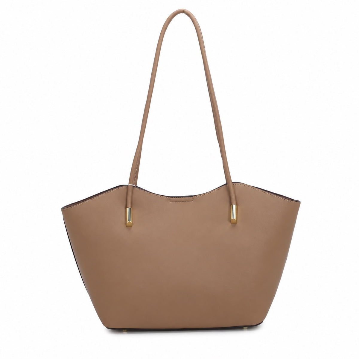 OEM/ODM Custom Women's Camel Minimalist Fan-Shaped Long Handle PU Leather Tote Bag