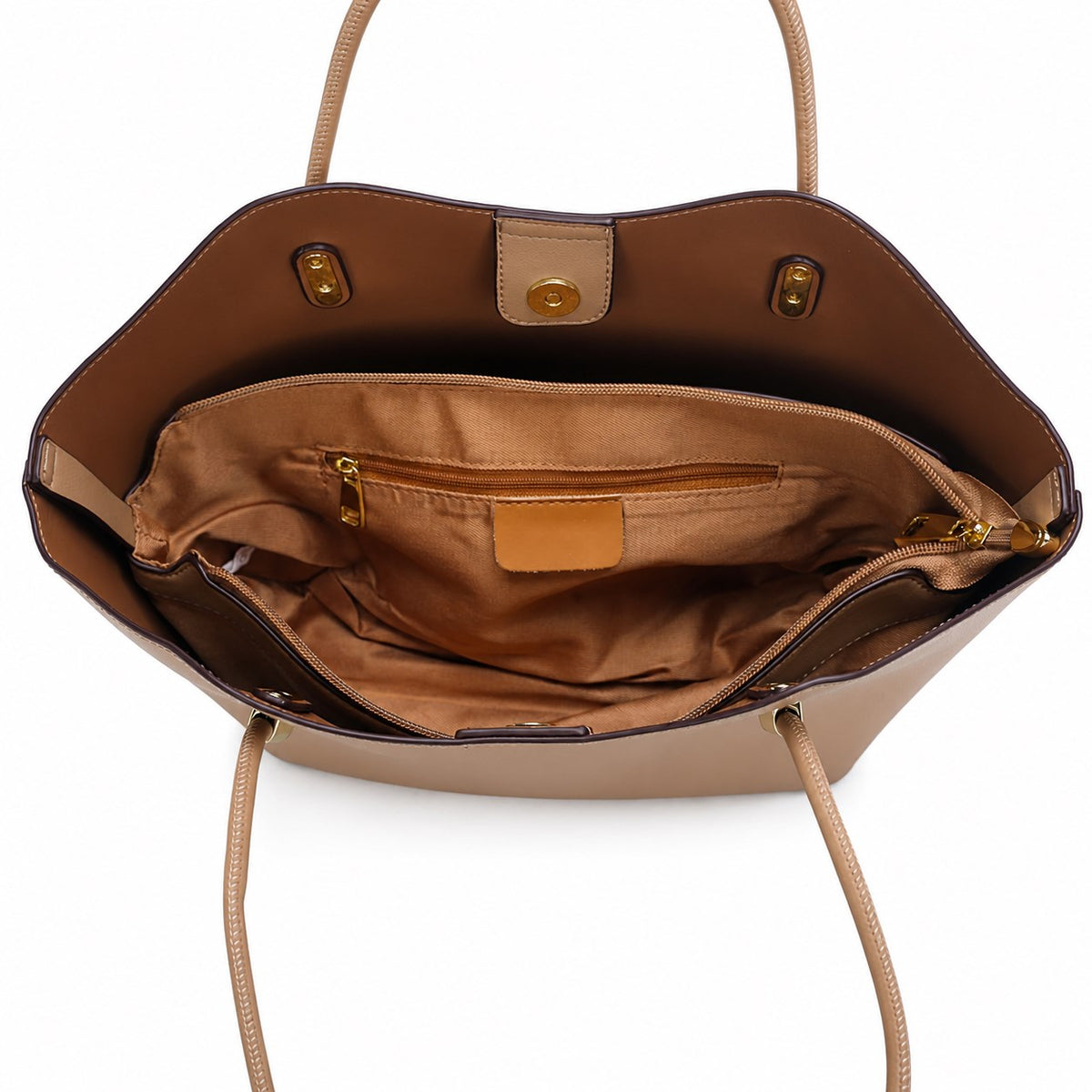 OEM/ODM Custom Women's Camel Minimalist Fan-Shaped Long Handle PU Leather Tote Bag