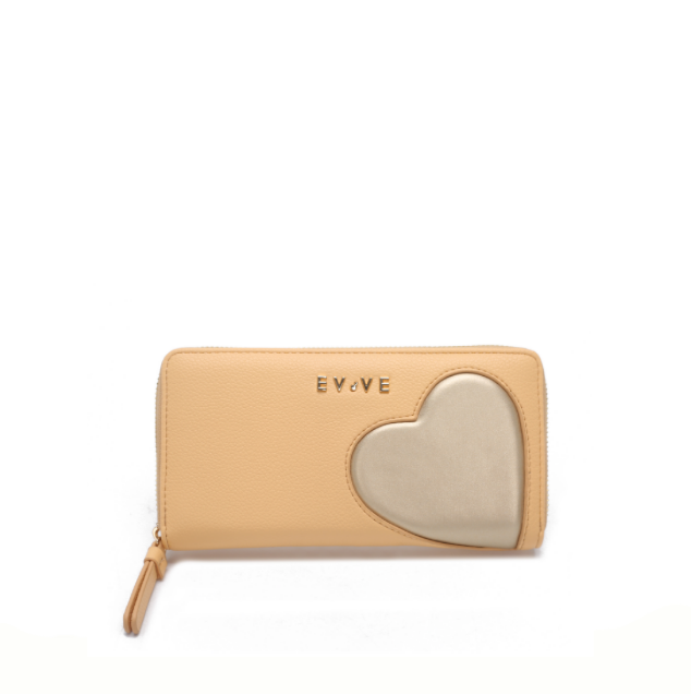 Romantic 'Heart-Bond' Continental Zip Wallet | Premium Pebbled Leather