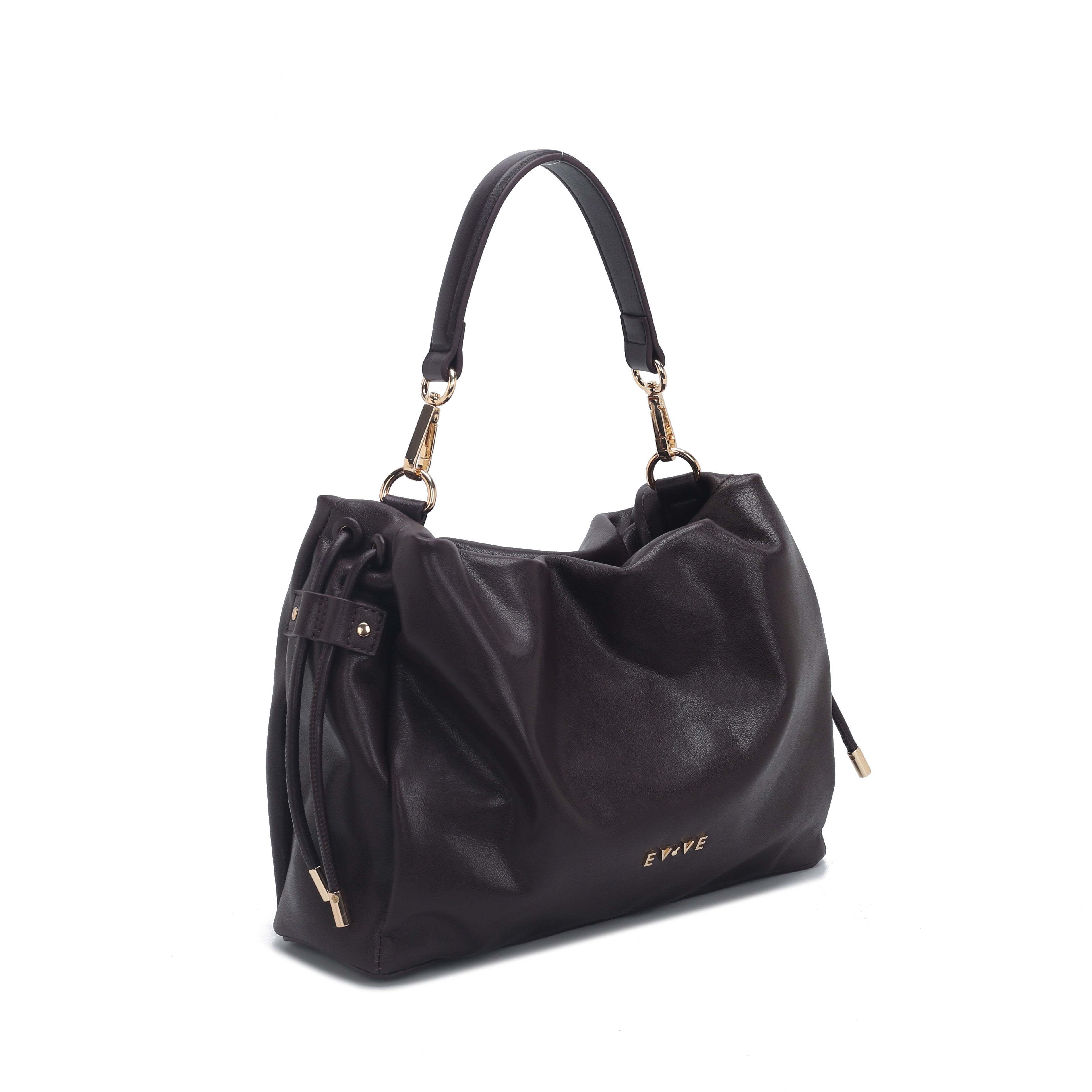 Wholesale Women Soft Ruched Genuine Leather HandBag Custom Brand Logo Drawstring Shoulder Hobo Handbag Factory OEM