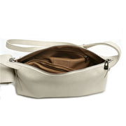Off White Pebbled Leather Shoulder Bag with Mini Coin Pouch, Bulk Supply for Established Fashion Brands