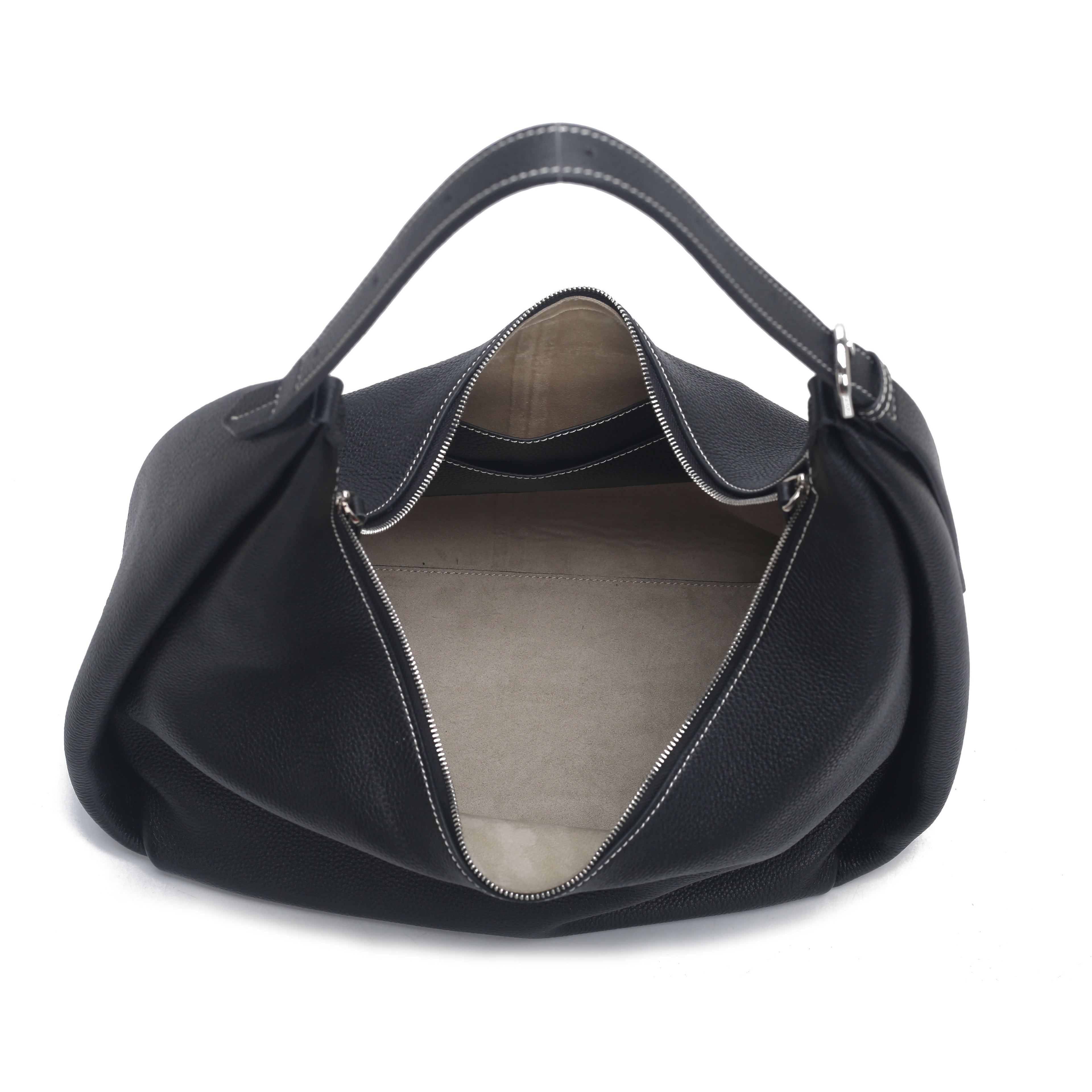 Black Pebbled Faux Leather Soft Hobo Shoulder Bag, Bulk Wholesale for Fashion Retail Brands