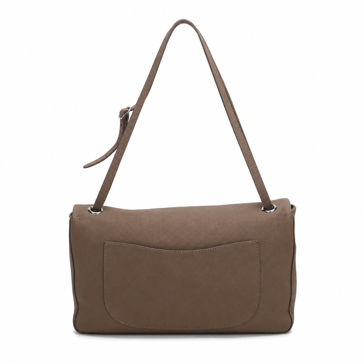 OEM/ODM Custom Women's Taupe Genuine Leather Flap Shoulder Bag with Turn-Lock Closure