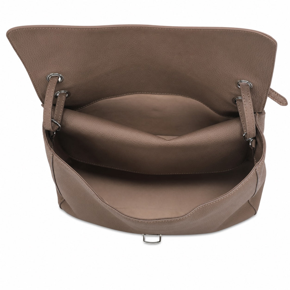 OEM/ODM Custom Women's Taupe Genuine Leather Flap Shoulder Bag with Turn-Lock Closure
