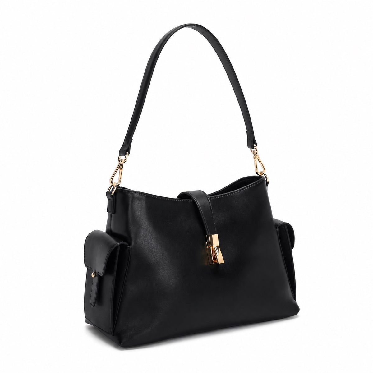 OEM/ODM Custom Women's Black Soft Genuine Leather Hobo Shoulder Bag