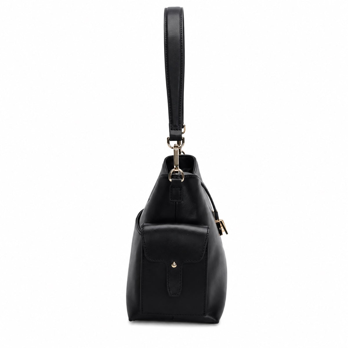 OEM/ODM Custom Women's Black Soft Genuine Leather Hobo Shoulder Bag