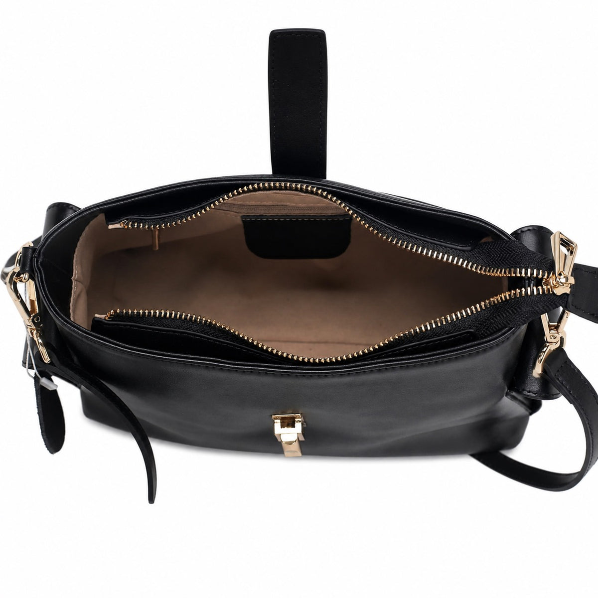 OEM/ODM Custom Women's Black Soft Genuine Leather Hobo Shoulder Bag