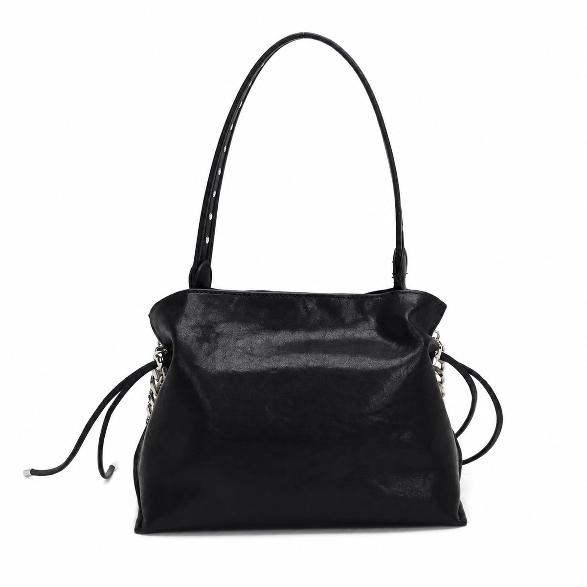 OEM/ODM Custom Women's Black and White Cow-Print Hair-on Leather Drawstring Shoulder Bag