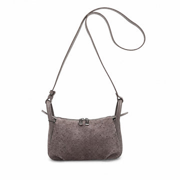 OEM/ODM Custom Women's Taupe Genuine Suede Leather Mini Crossbody Shoulder Bag