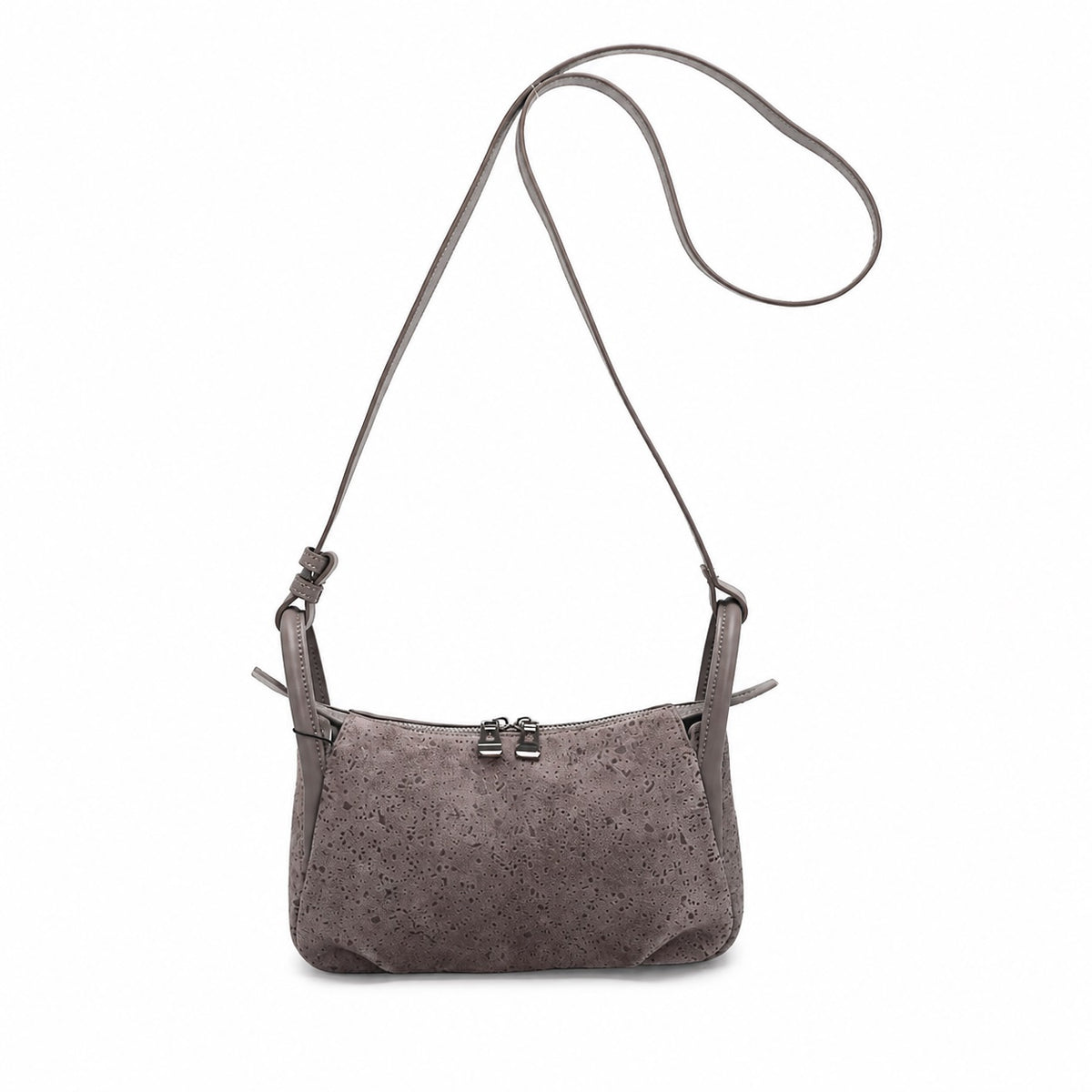 OEM/ODM Custom Women's Taupe Genuine Suede Leather Mini Crossbody Shoulder Bag