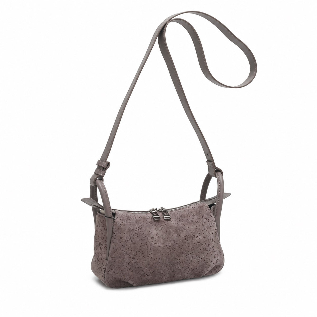 OEM/ODM Custom Women's Taupe Genuine Suede Leather Mini Crossbody Shoulder Bag