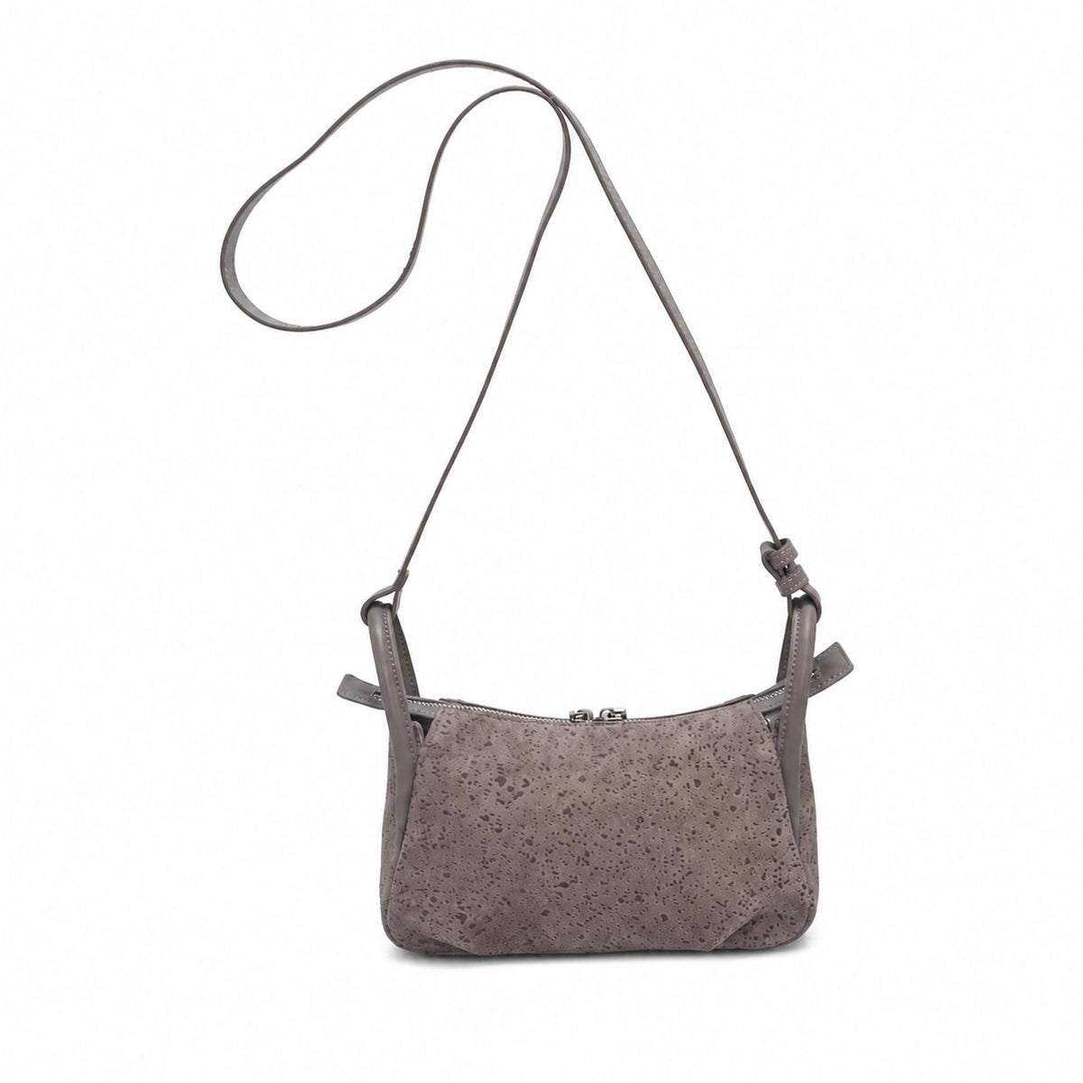 OEM/ODM Custom Women's Taupe Genuine Suede Leather Mini Crossbody Shoulder Bag