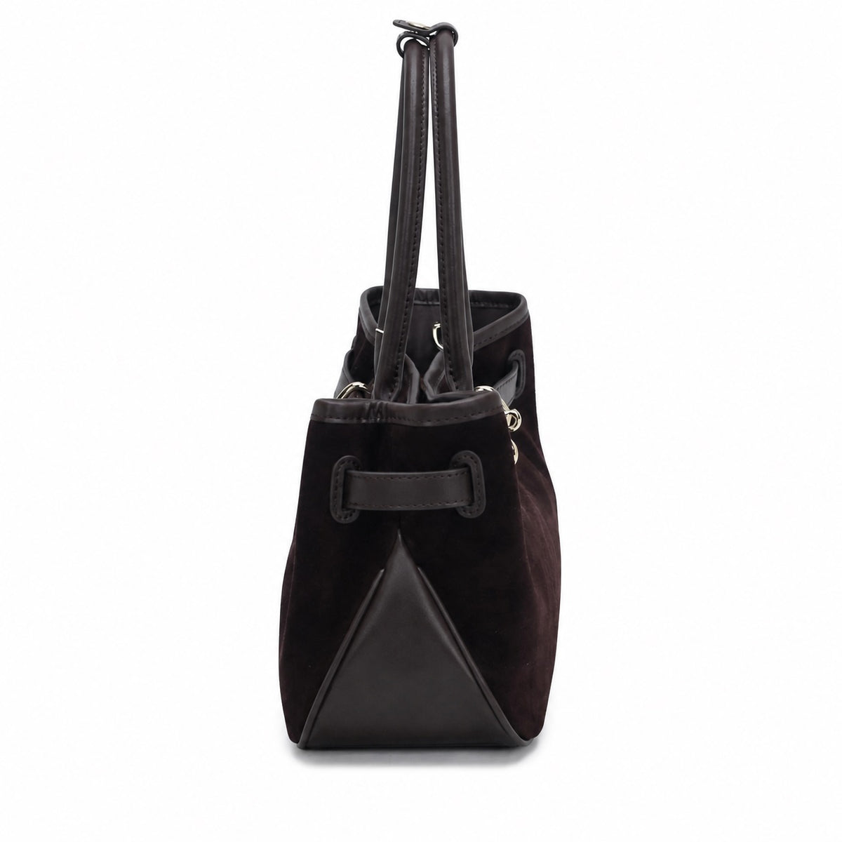 OEM/ODM Custom Women's Dark Brown Genuine Suede Leather East-West Top Handle Handbag