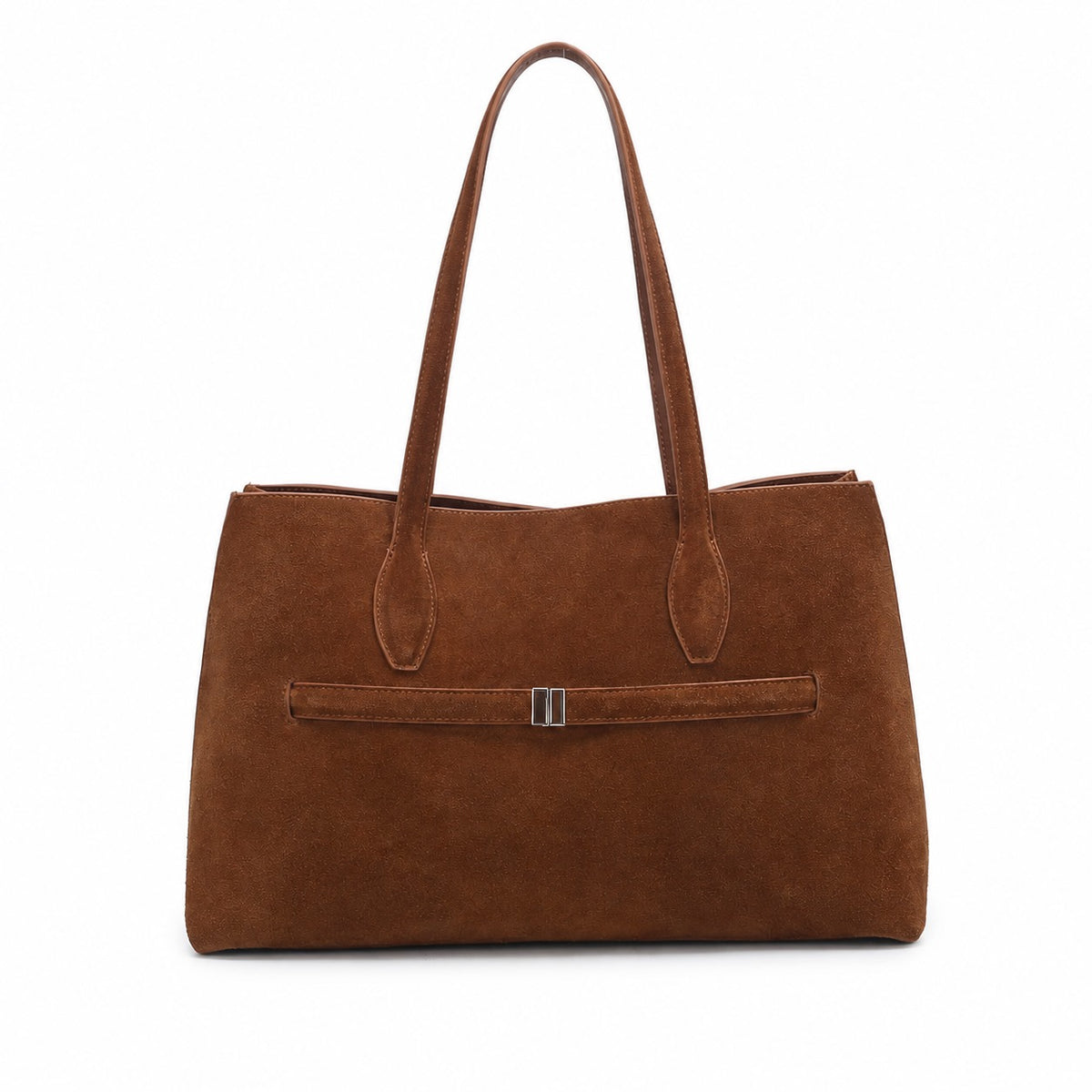 OEM/ODM Custom Women's Cognac Brown Genuine Suede Leather Large Capacity Tote Bag