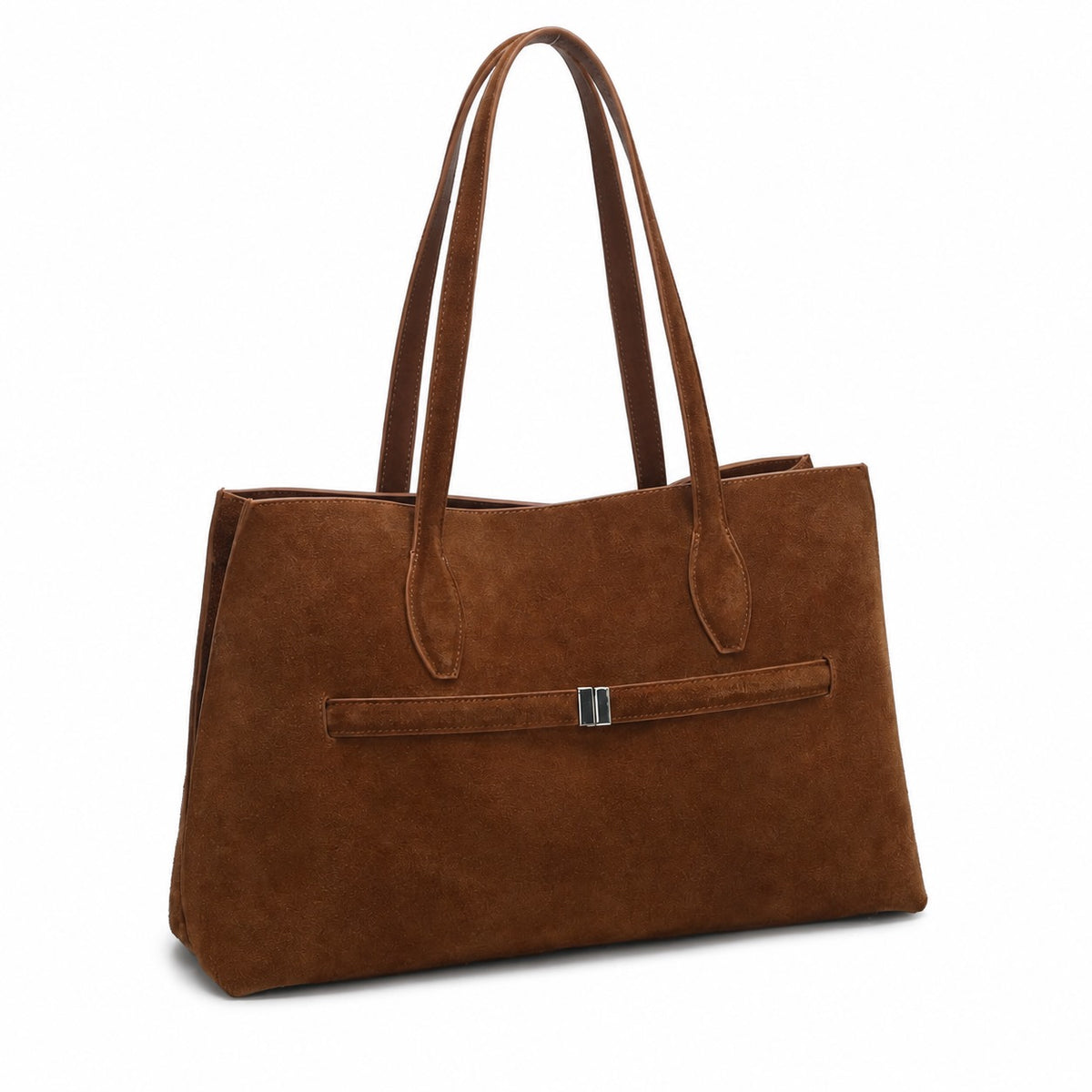 OEM/ODM Custom Women's Cognac Brown Genuine Suede Leather Large Capacity Tote Bag