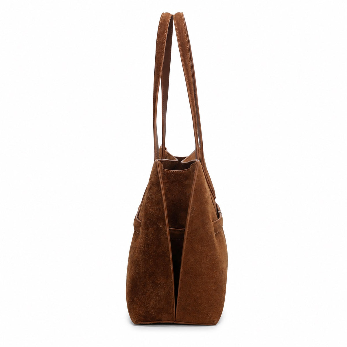 OEM/ODM Custom Women's Cognac Brown Genuine Suede Leather Large Capacity Tote Bag