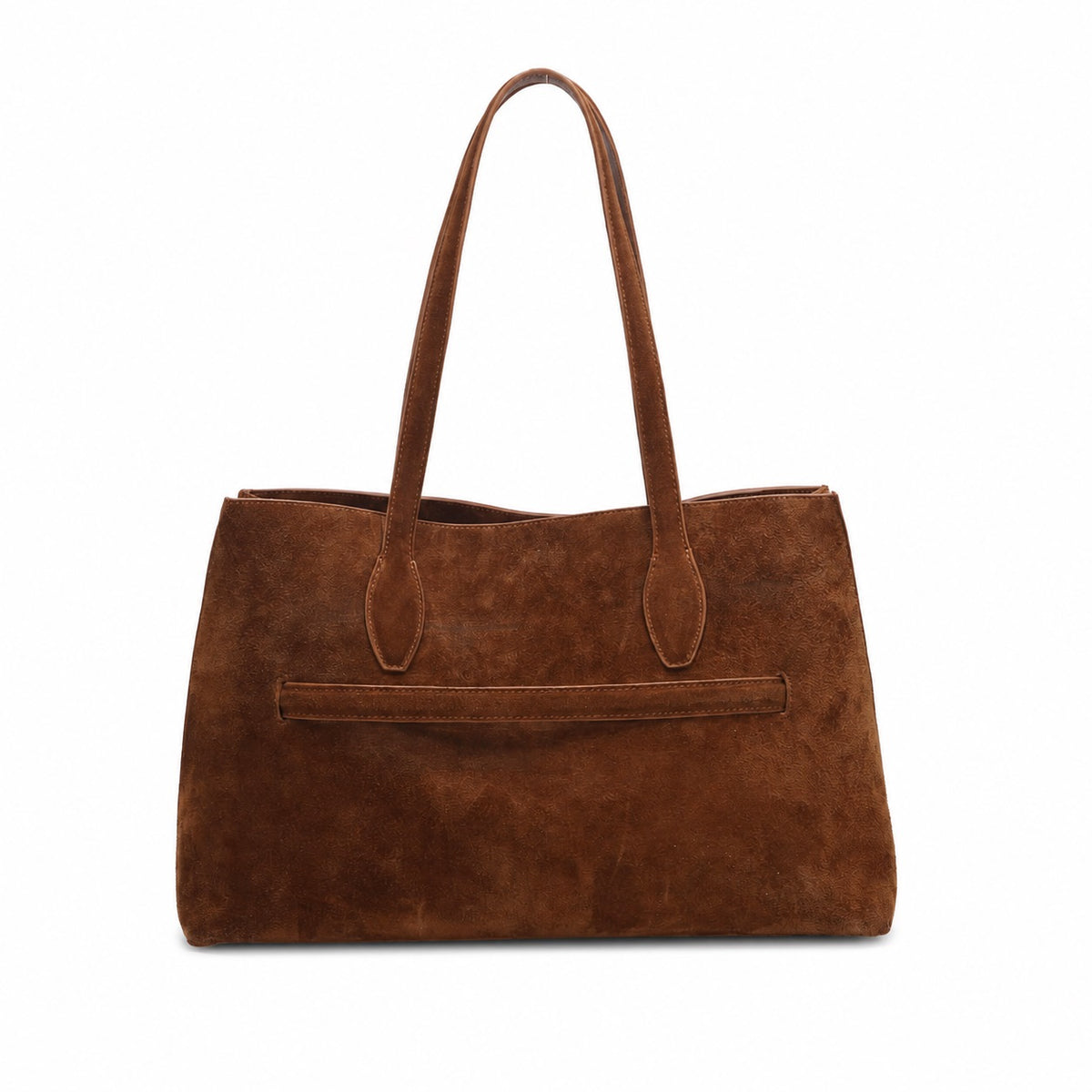 OEM/ODM Custom Women's Cognac Brown Genuine Suede Leather Large Capacity Tote Bag