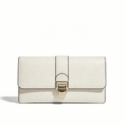Elegant White Leather Clutch Bag, Formal Evening Handbag