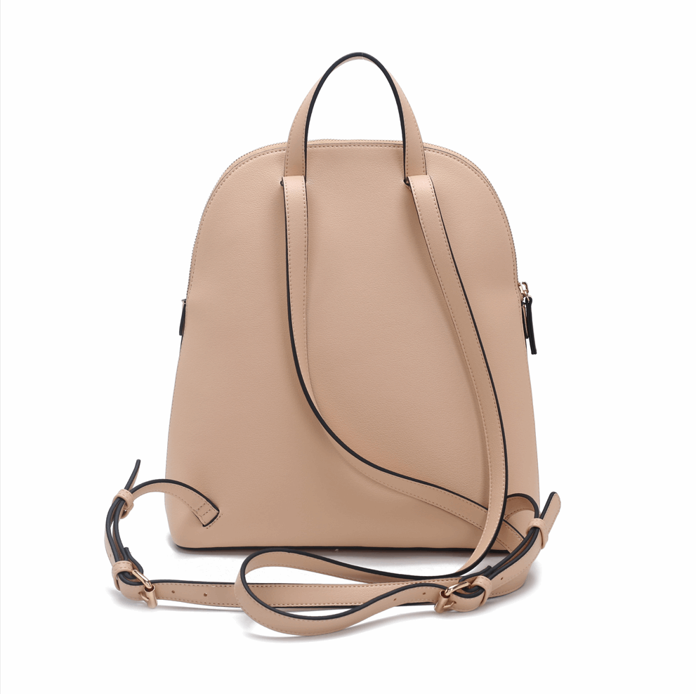 'Luna' Minimalist Urban Backpack | Premium Smooth Vegan Leather | Sophisticated Front-Chain Accent & Dual-Compartment Tech Storage