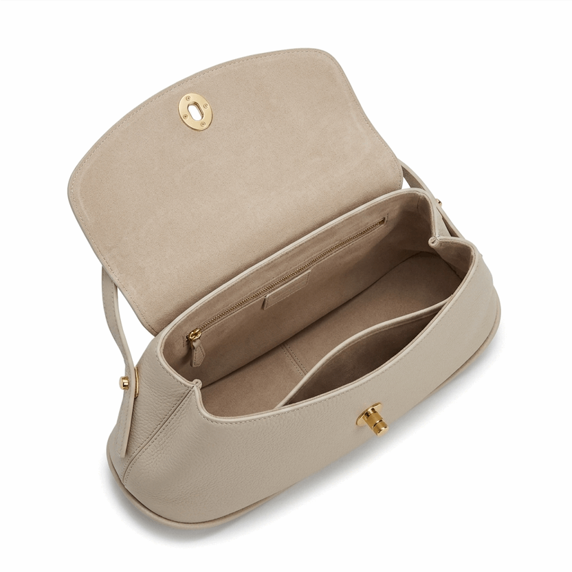 'Aura' Sculptural Shoulder Bag | Premium Pebbled Grain Leather | Contemporary Arched Silhouette with High-Drop Handle & Turn-Lock Hardware