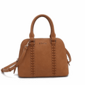 Bohemian-Chic 'Braided' Satchel | Premium Tan Pebbled Leather | Crossbody Conversion