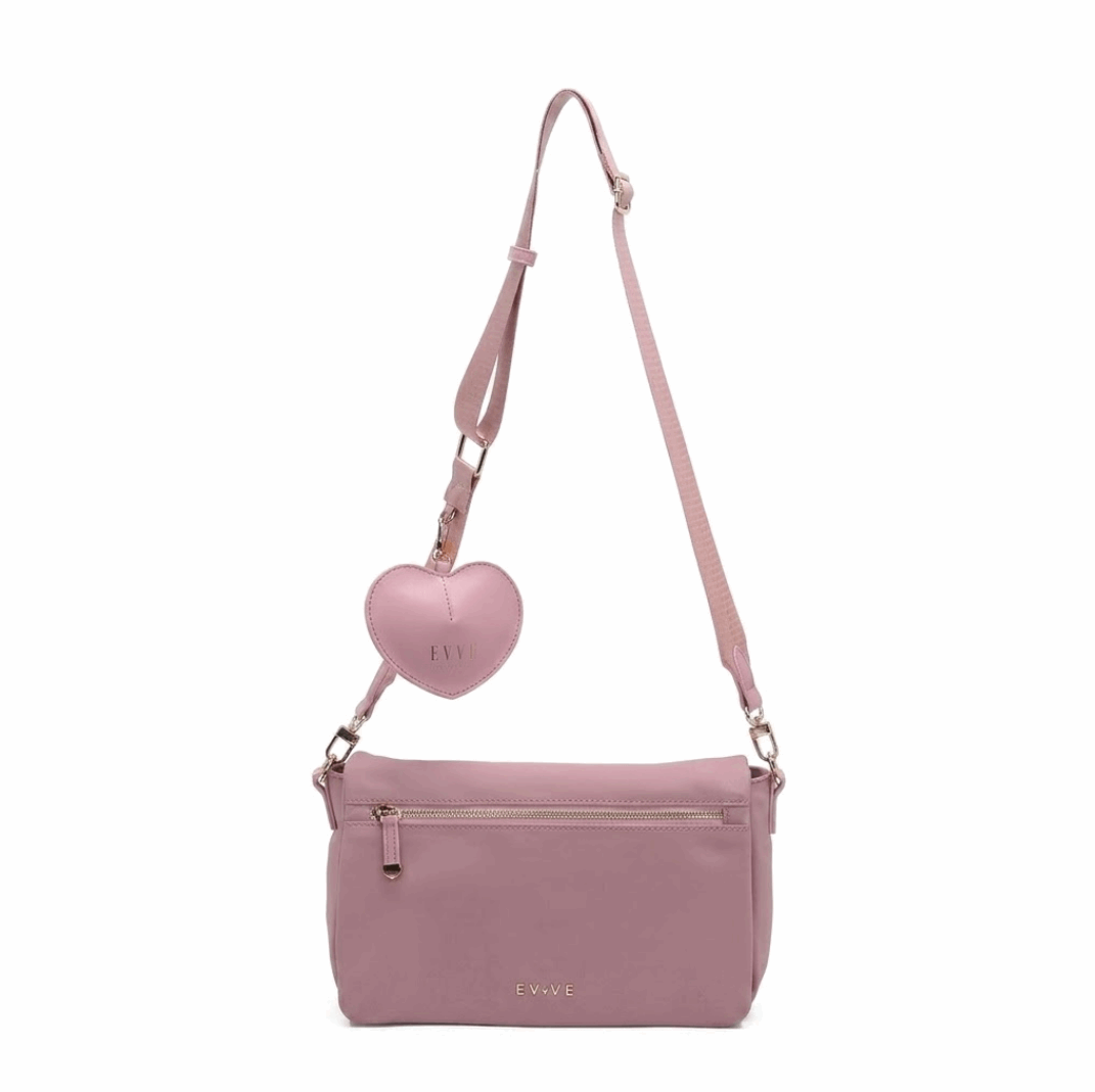 'Amour' Utility Crossbody Bag | Premium Water-Resistant Nylon | Detachable Heart Charm Coin Purse