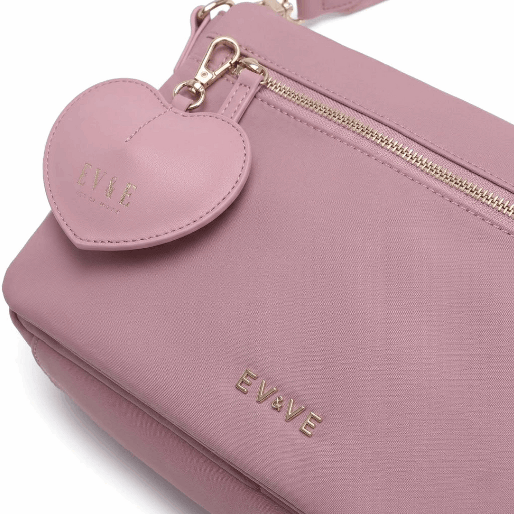 'Amour' Utility Crossbody Bag | Premium Water-Resistant Nylon | Detachable Heart Charm Coin Purse