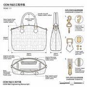 'Eden' Croco-Embossed Trapeze Satchel | Premium Suede-Finish Leather | Multi-Way Crossbody Conversion