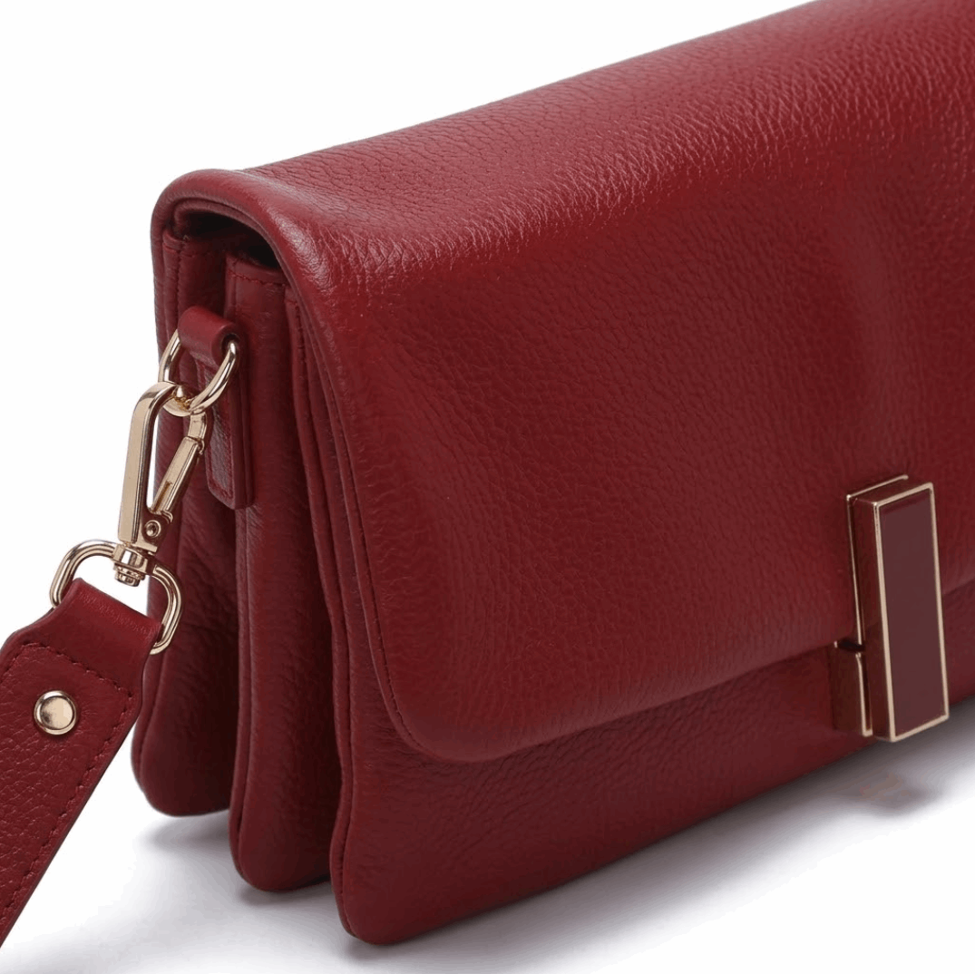 'Ruby' Triple-Gusset Crossbody | Premium Pebbled Calfskin | Minimalist Architectural Hardware
