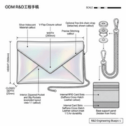'Prism' Holographic Envelope Clutch | Metallic Iridescent Vegan Leather | Minimalist Slim Evening Handbag