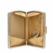 'Aura' Geometric Faceted Clutch | Premium Gold Shimmer Hard-Shell | Architectural Crystal-Cut Evening Bag