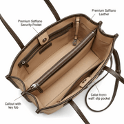 'Terra' Mixed-Media Tote | Premium Textured Canvas & Calf Leather Trim | Sophisticated Summer Professional Carryall with Artisan Contrast Stitching