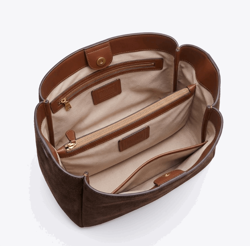 'Sienna' Heritage Bucket Bag | Premium Italian Suede & Smooth Calf Leather | Contemporary C-Link Hardware with Adjustable Multi-Carry Function