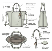 'Luna' Minimalist Bucket Bag | Premium Pebbled Grain Leather | Versatile Dual-Handle Design with Artisan Bead Charm & Adjustable Crossbody Strap