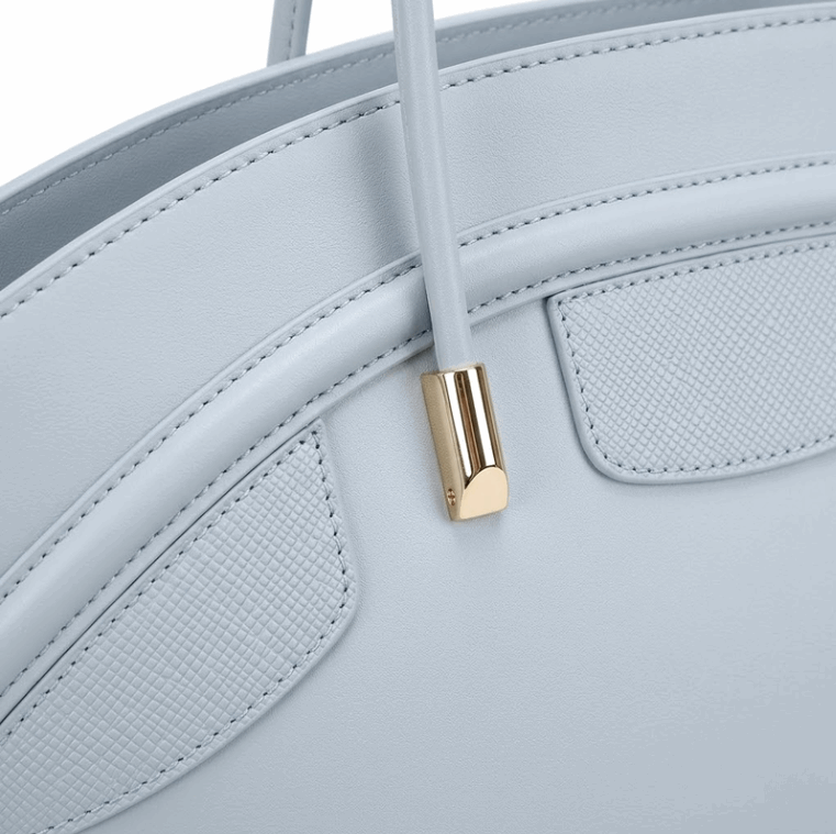 'Crescent Moon' Shoulder Bag | Premium Smooth Nappa Leather | Minimalist Architectural Tote with Extended Tubular Handles