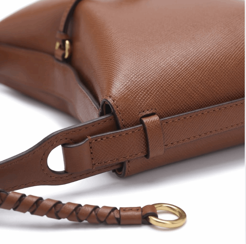 'Vertex' Cinch Shoulder Bag | Premium Polished Calf Leather | Architectural Folded Silhouette with Artisan Braided Tassel & Adjustable Strap