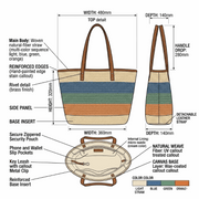 'Horizon' Artisan Woven Beach Tote | Multi-Color Gradient Straw Weave | High-Capacity Summer Shopper with Reinforced Saffiano-Texture Handles