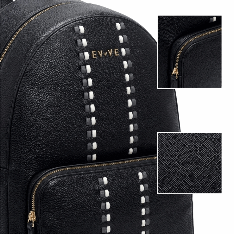 'Apex' Urban Elite Backpack | Premium Pebbled Vegan Leather | Monochromatic Woven Racing Stripe Detail & Gold-Tone Signature Branding