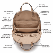 'Luna' Minimalist Urban Backpack | Premium Smooth Vegan Leather | Sophisticated Front-Chain Accent & Dual-Compartment Tech Storage