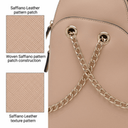 'Luna' Minimalist Urban Backpack | Premium Smooth Vegan Leather | Sophisticated Front-Chain Accent & Dual-Compartment Tech Storage
