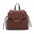 'Sienna' Convertible Urban Backpack | Premium Pebbled Vegan Leather | Signature Gold-Tone Beaded Chain Accent & Architectural Flap Design
