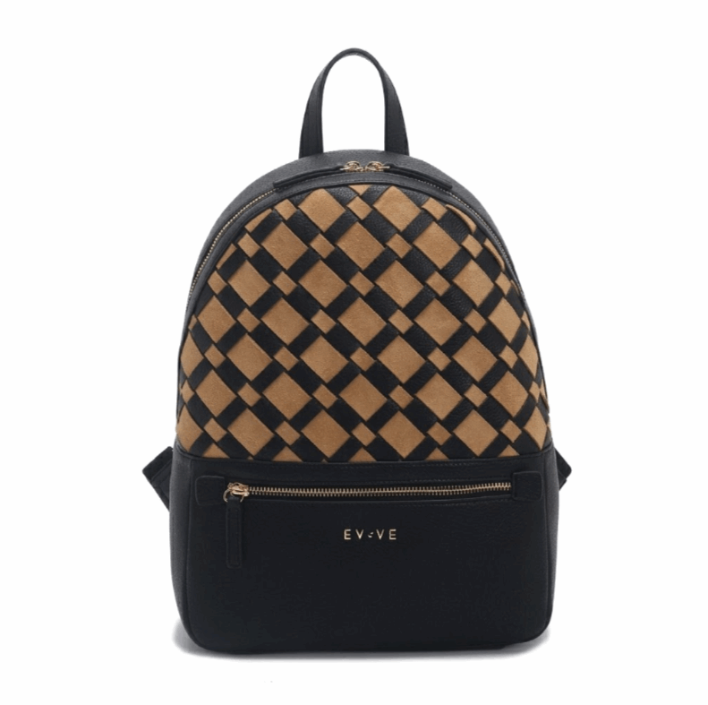 'Summit' Elite Hybrid Backpack | Premium Vegan Leather & Suede-Texture Lattice Weave | Sophisticated Urban Carryall with Gold-Tone Signature Branding